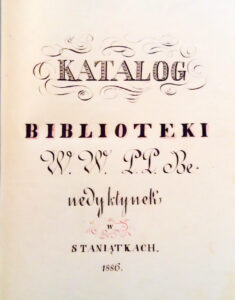 Karta tytułowa katalogu biblioteki klasztornej z 1886 roku, fot. A. Włodarek, 2019
