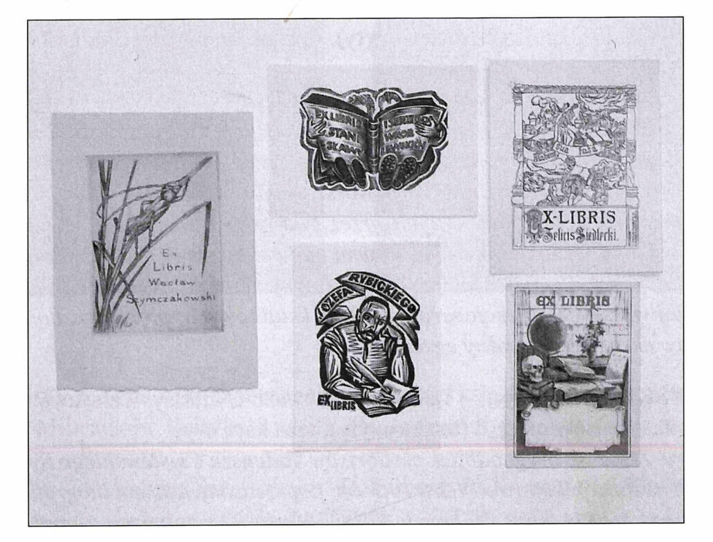 (Exlibrisy, kolekcja). Zbiór 100 różnych ekslibrisów, źródło: Antykwariat Wójtowicz, Aukcja 40…, s. 142, poz. 329